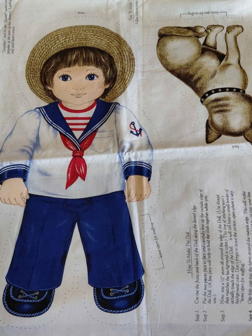 Set of 4 Vintage Jonathon & Buster Fabric Panels, Boy and Dog